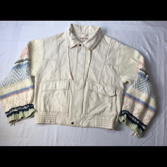 NWOT Free People Loose Thoughts Ivory Denim Jacket - Picture 4 of 15